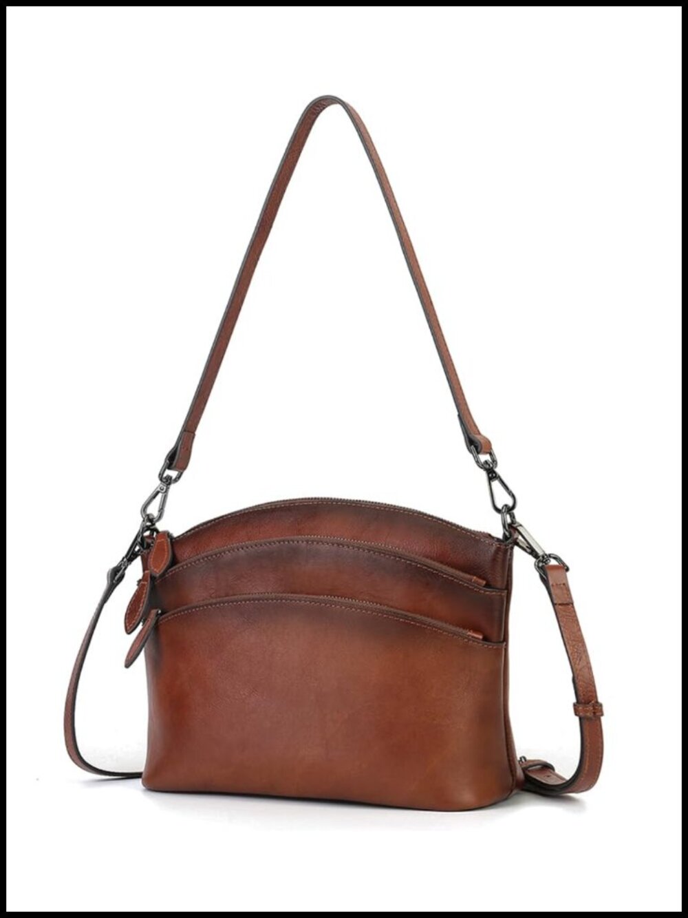 Genuine Leather Crossbody Bag Satchel with Detachable Strap